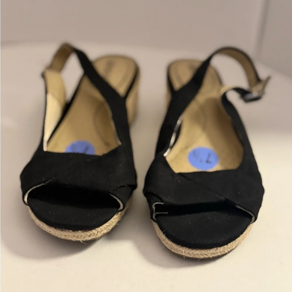 Life Stride Socialite Black Canvas Slingback Sandals Women’s 7.5